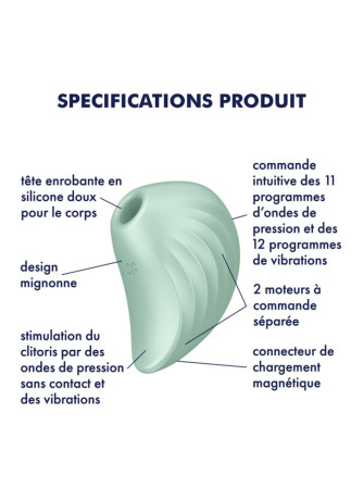 Stimulateur de clitoris vert USB Pearl Diver Satisfyer - CC597787